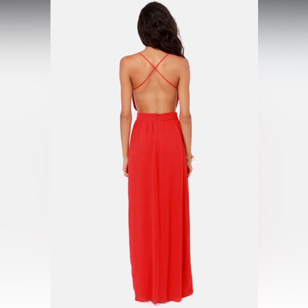 Rooftop Garden Backless Red Dress View 3